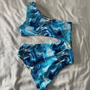 Blue Galaxy Cutout One Piece Swimsuit 👙🌌